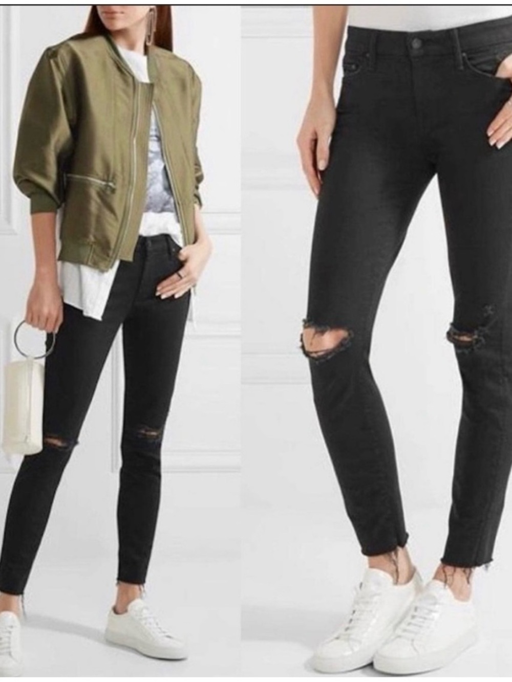Mother Black Looker Ankle Fray - size 29